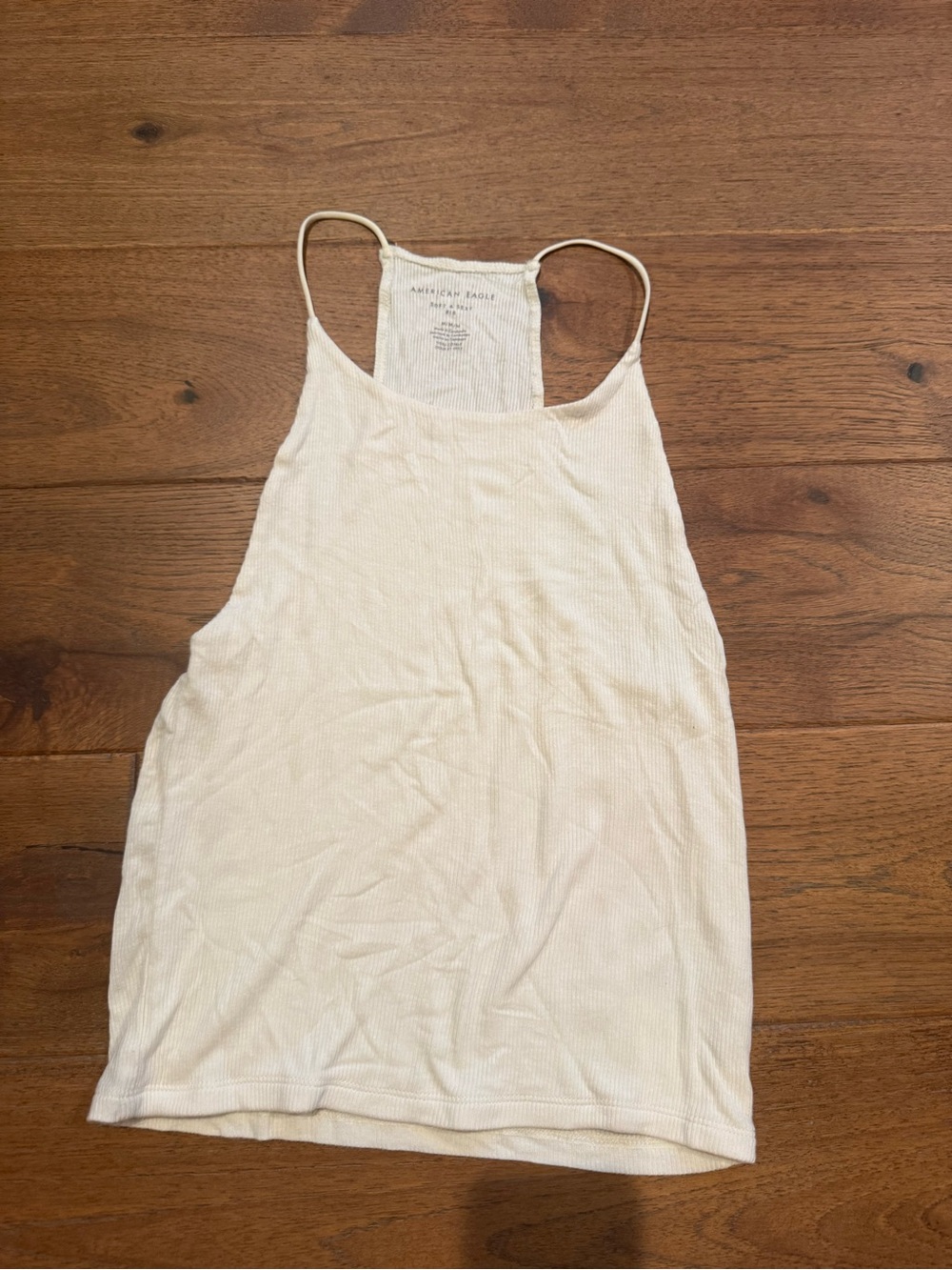 Women’s White Ribbed American Eagle Tank Top
